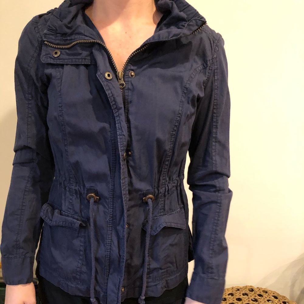 Navy cotton jacket w hood